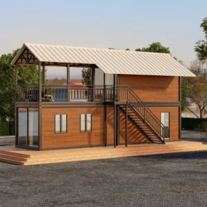 2-storey wood-grain villa.