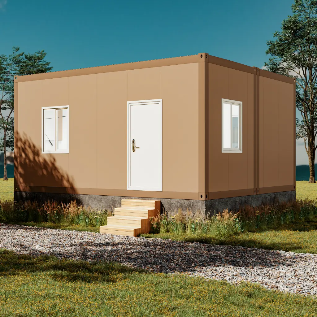 Prefab house with bathroom.
