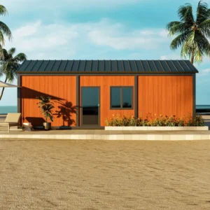 Warm wood-style interior.