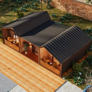 فيلا معيارية بسقف مزدوج متماثل.