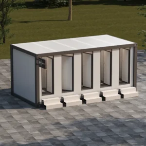 5-door independent modular container toilet unit.