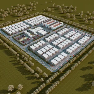 Retail zone and night view.