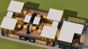 outdoor modular retail complex assembled units