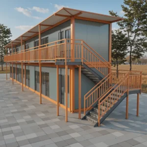 Exterior corridor and stairs for modular building.