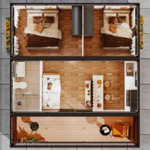 集成式客廳與生活區域。