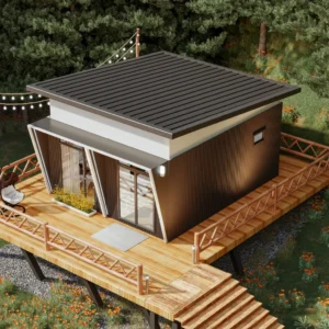 casas contêiner modulares Modulardwell com jardins interiores