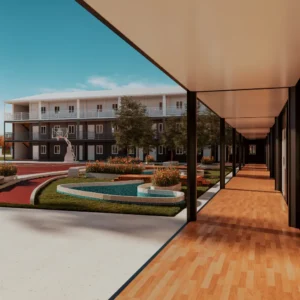 External stairs and canteen.