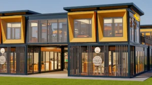 Site assembly and night view.