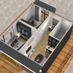 Cabana modular elevada.