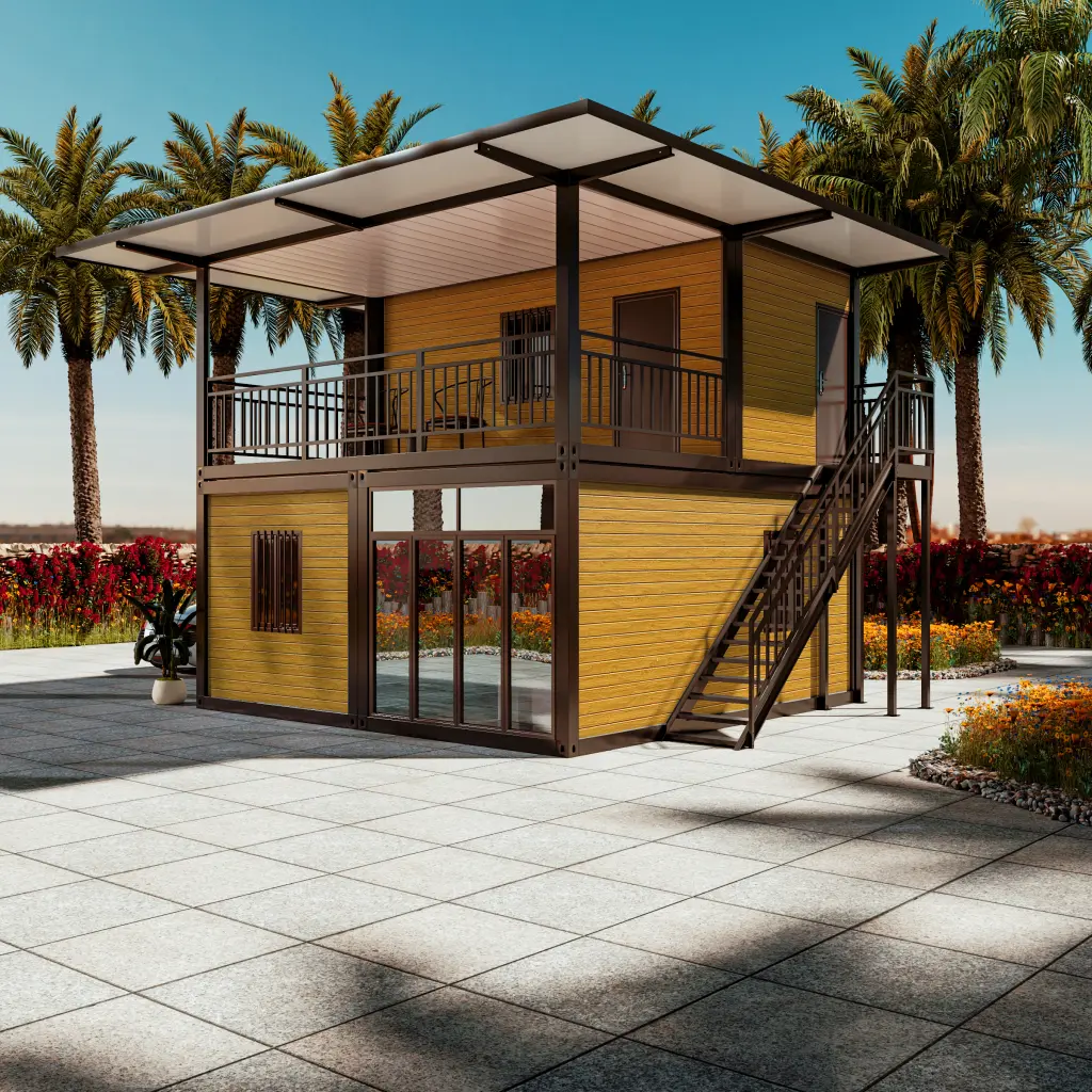 Yellow-black contrast container villa.