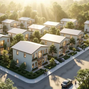 رفع بالرافعة لوحدة سقف مائل مسبقة الصنع.