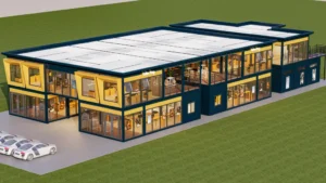 modular commercial center with multiple shop units