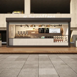 Container med rullport.