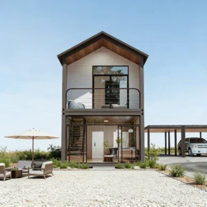 سلالم خارجية وهيكل فولاذي.