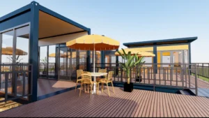 large scale modular business complex with glass facade