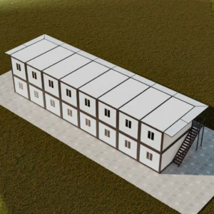 Pasarela externa y dormitorio.