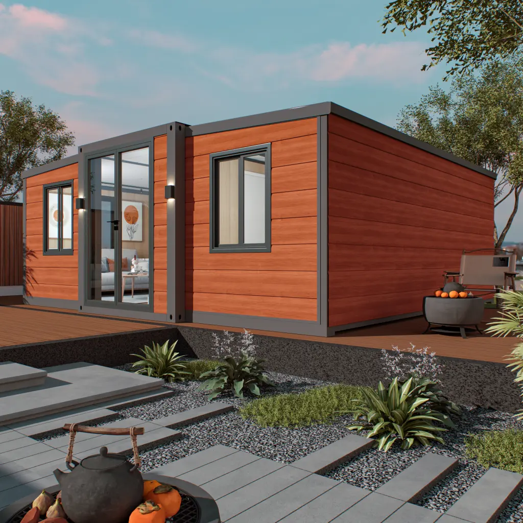 Modern double-wing expandable container house.