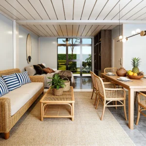 فيلا فاخرة من طابقين مع شرفة.