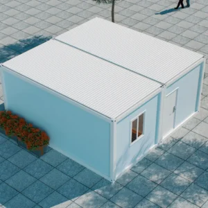 Second-floor outdoor balcony with blue wall.