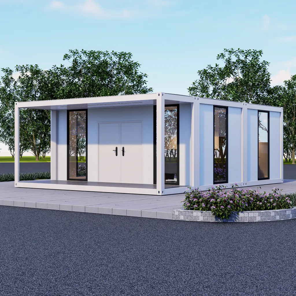 Combined house with porch.