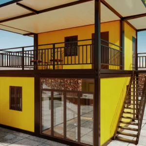 노랑-검정 대비 컨테이너 빌라.