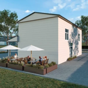 غرفة النوم الرئيسية مع إطلالة نافذة بانورامية.