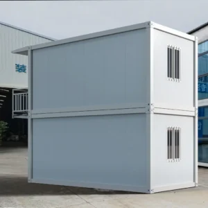 Interior of a prefab container unit with integrated ceiling and floor.
