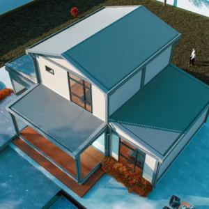 Salón de doble altura y marco.