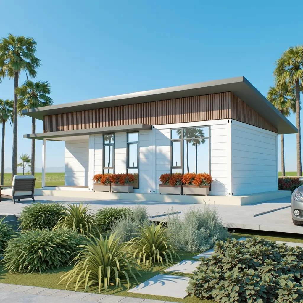 Modern minimalist landscape villa in nature.