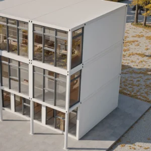 Átrio de pé-direito triplo.