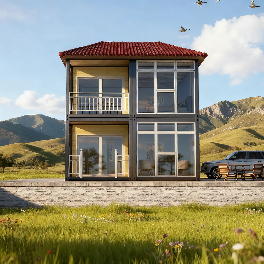 パノラマ寝室とテラスの眺め。