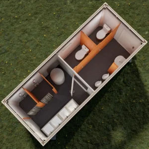 Modern bathroom fixtures.