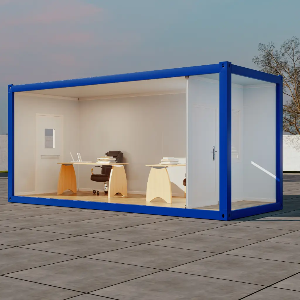 Panoramic glass container office.