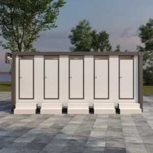 Integrated plumbing system for container toilets.