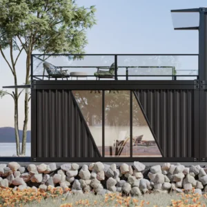 Loading modular units for global shipping.