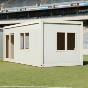 Modern modular house with panoramic sliding doors.