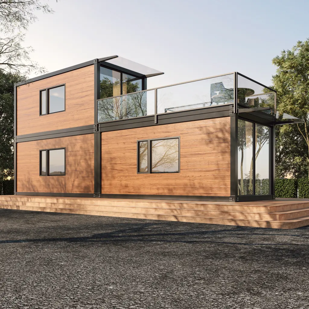 Master bedroom suite design with bespoke furniture in a container house.