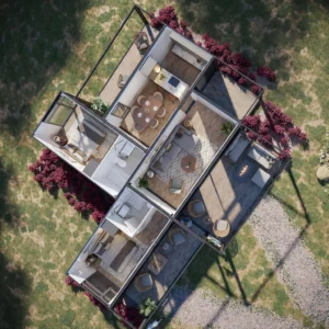 diseño de espacio habitable en casa contenedor