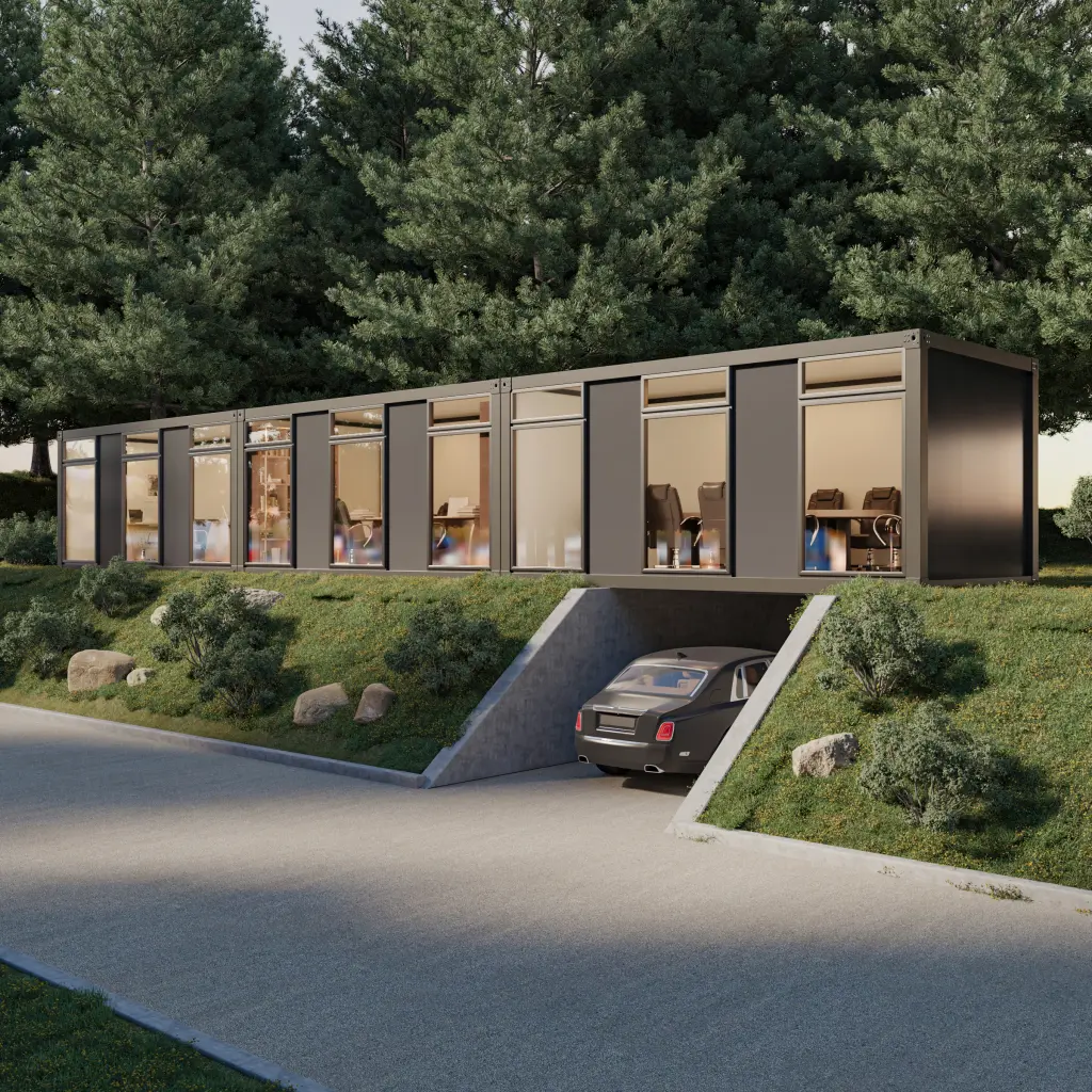 Spacious interior of a multi-functional modular unit.