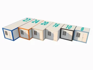 Modulare Containereinheiten in verschiedenen Größen.