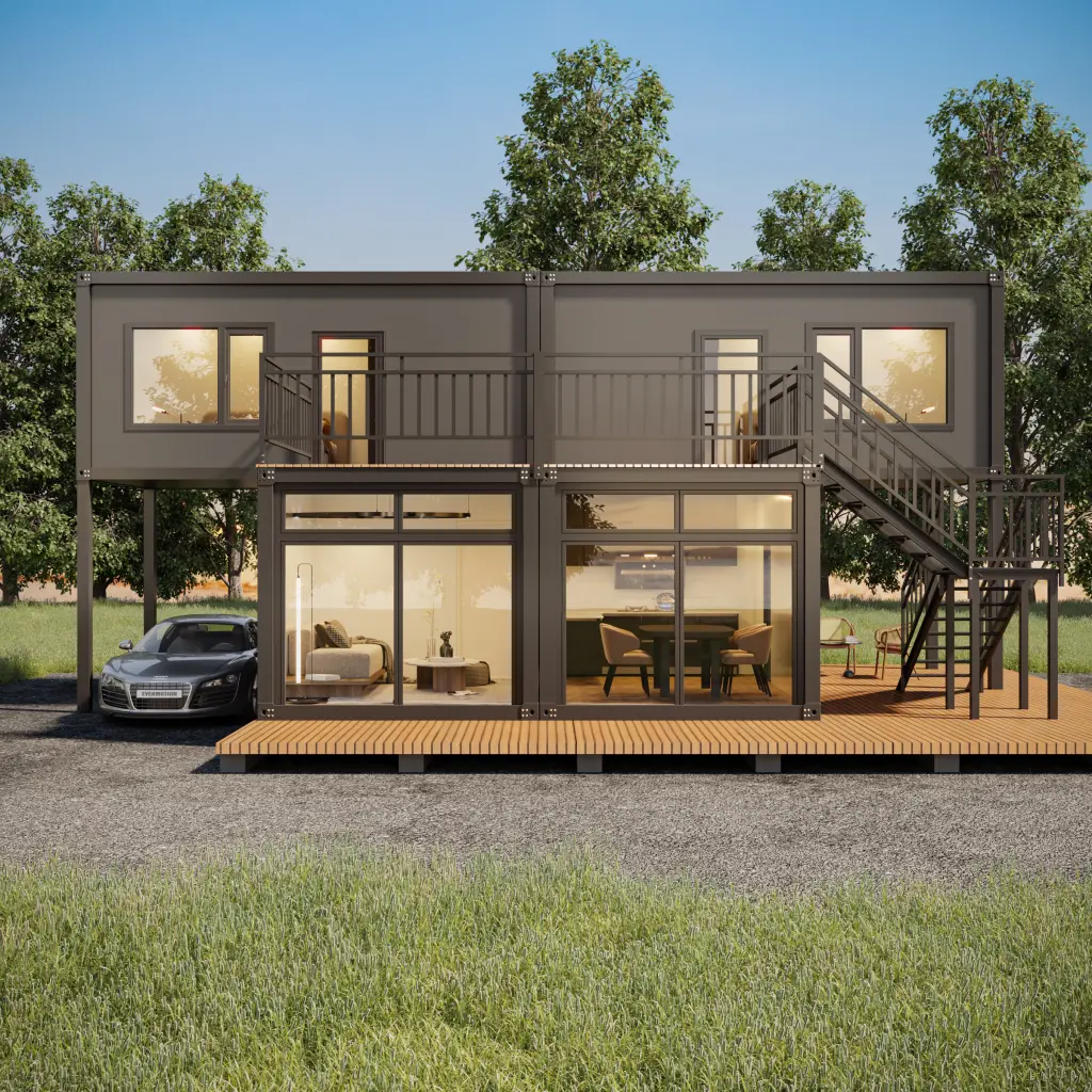 Panoramic floor-to-ceiling glass walls in luxury cabin.