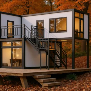 Luxury duplex interior with high ceiling modular design.