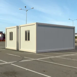 Interior of a prefab container office with LED.