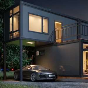 Minimalist internal staircase for 2-story modular home.