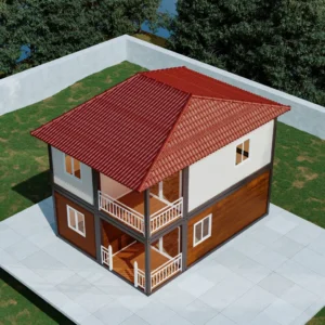 Villa modulare a 2 piani con tetto a falda.