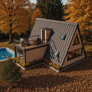 ผนังกระจกพาโนรามาและห้องนอนใต้หลังคา