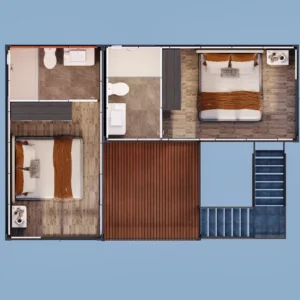 Stålstomme och nattlig vy.