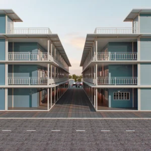 Upper walkways and night view.