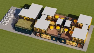 container style commercial building multi unit layout