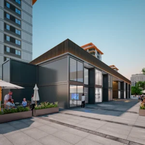 Large 2-story modular commercial complex.